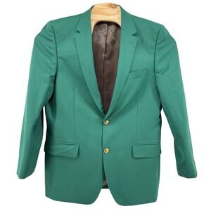Samuel Windsor Mens 40R Green 100% Wool Blazer Gold Crest Button Sport Coat